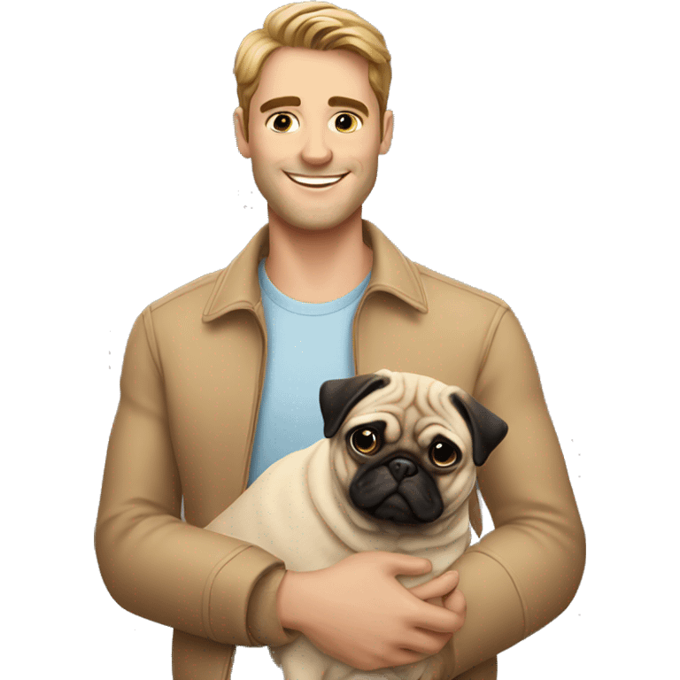 handsome man holding a pug emoji