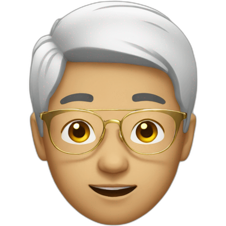 Asian boy with golden glasses emoji