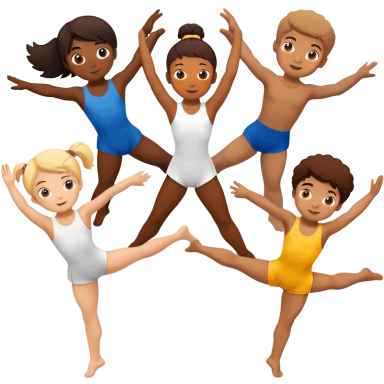 niños haciendo acrosport emoji