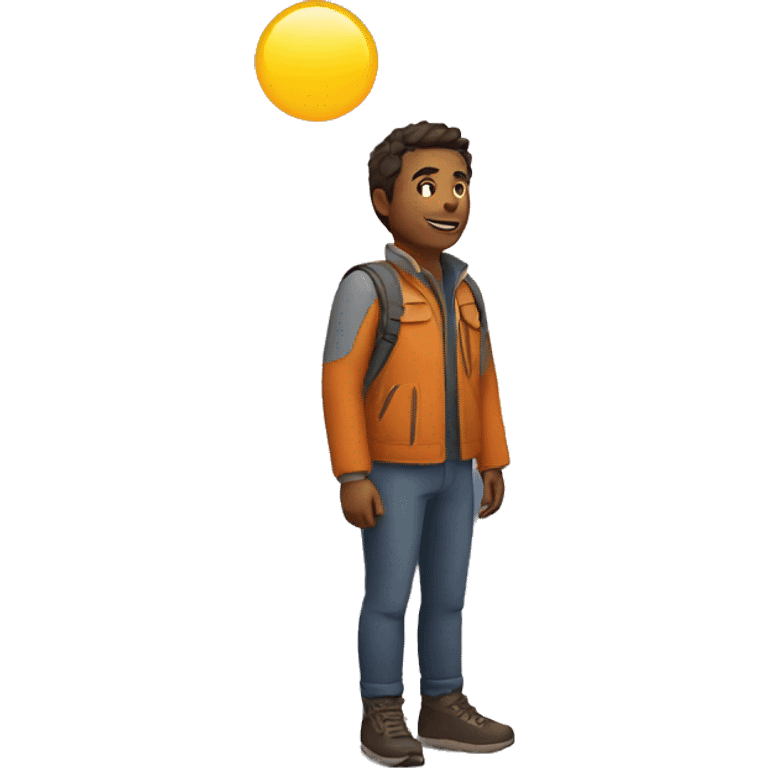 Man standing near mountain during sunrise emoji