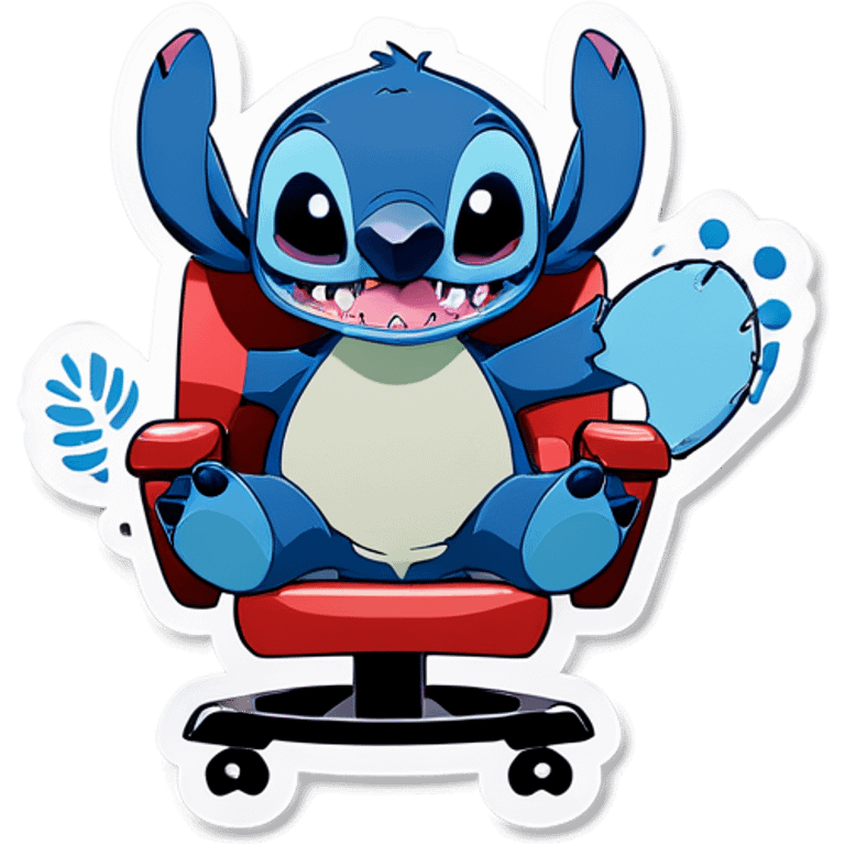 Stitch standing in a massage chair emoji