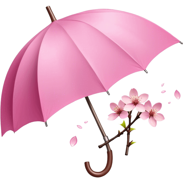 ☂️🌸Two cherry blossoms dropped from a pink umbrella emoji