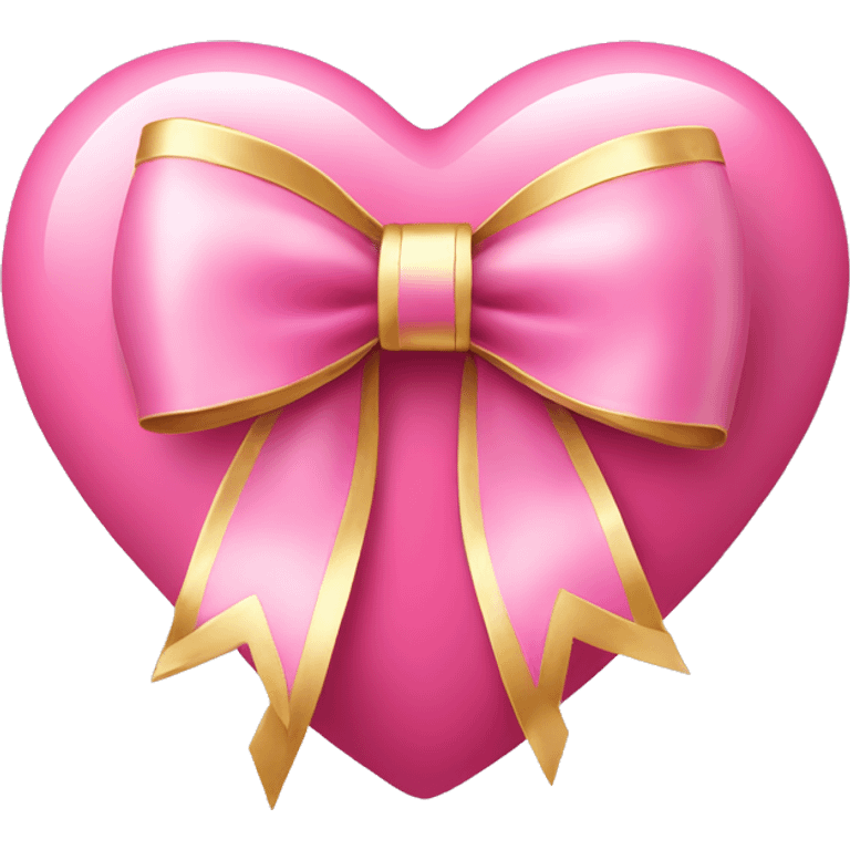 cute pink heart with fancy gold bow emoji