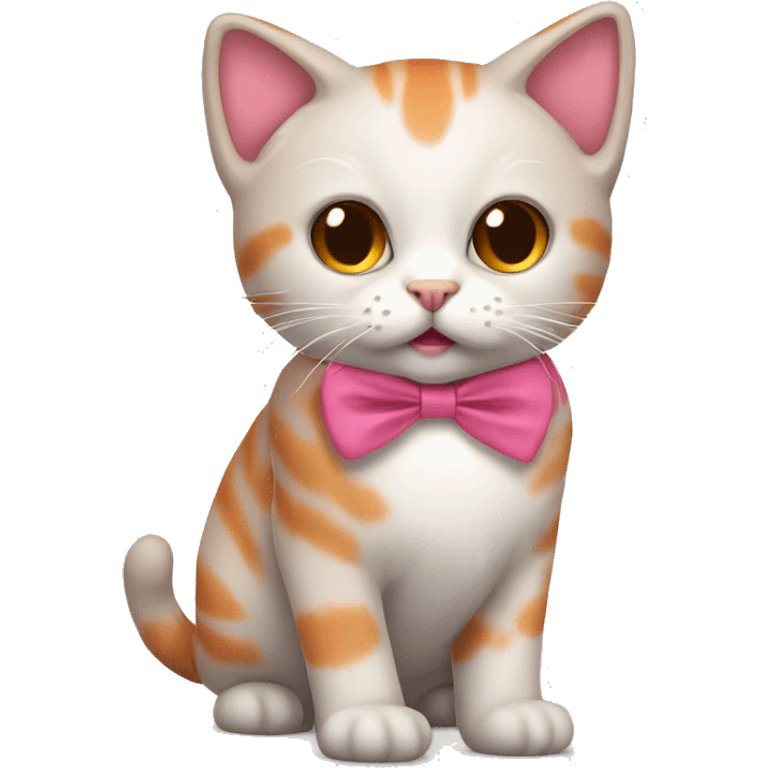 Un gato naranja con un lazo rosa  emoji