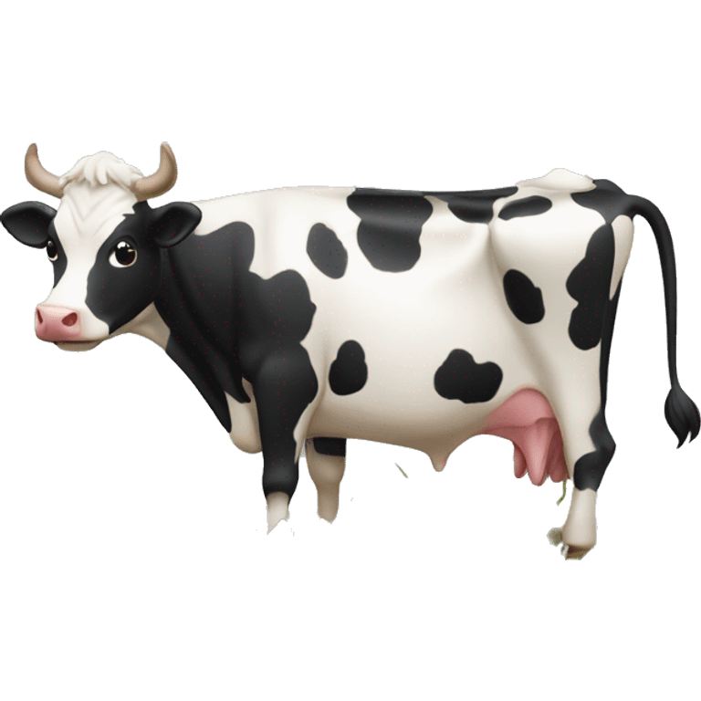 Grosse vache qui rumine de l’herbe  emoji