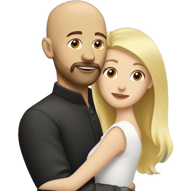 Bald man with a blonde beard kissing his young brunette wife emoji