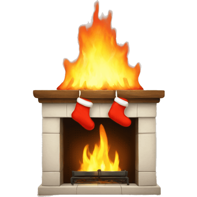 fireplace with christmas socks hanging on it emoji