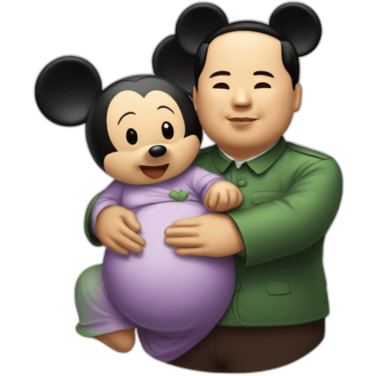 Chairman Mao hugging pregnant Mickey mouse emoji