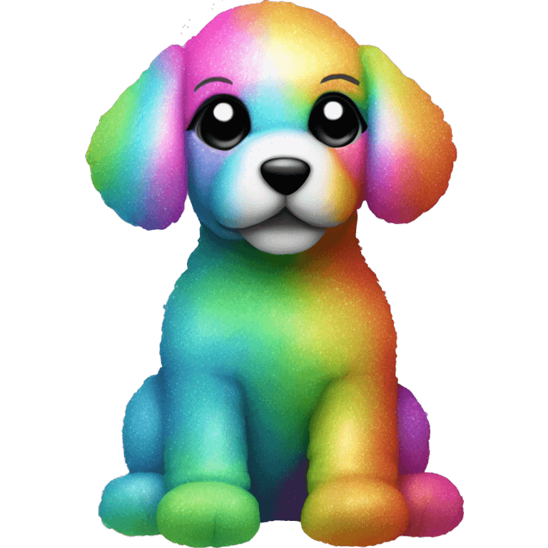 Stuffed animal puppy neon colorful rainbow shimmer sparkle fur  emoji