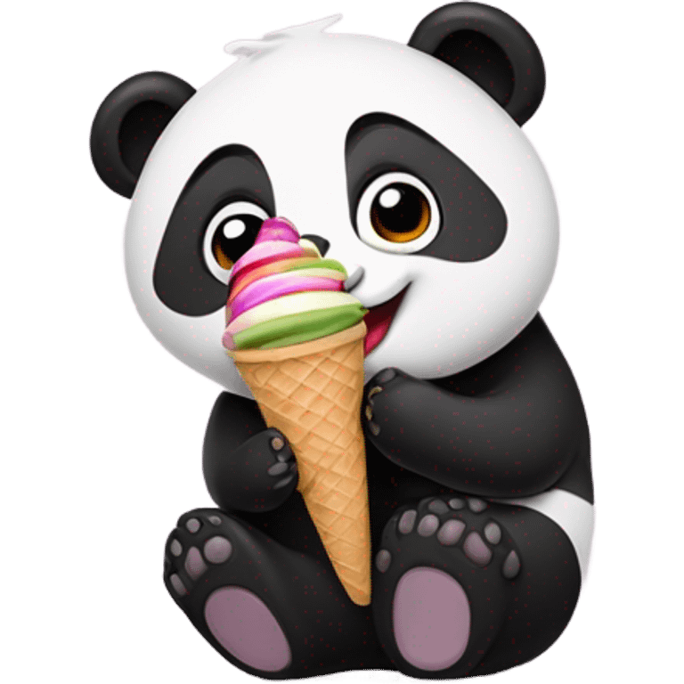 Panda eating ice cream emoji