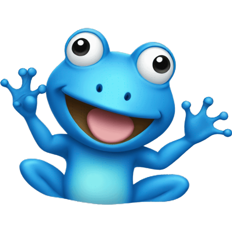 blue frog waving emoji