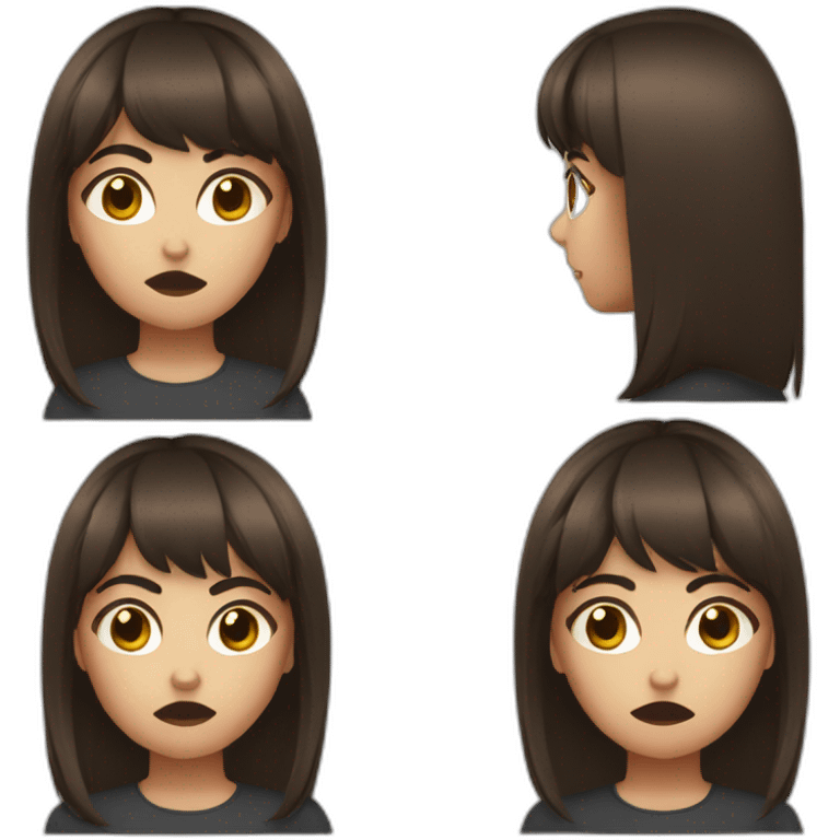 brunet girl with bangs hair angry emoji