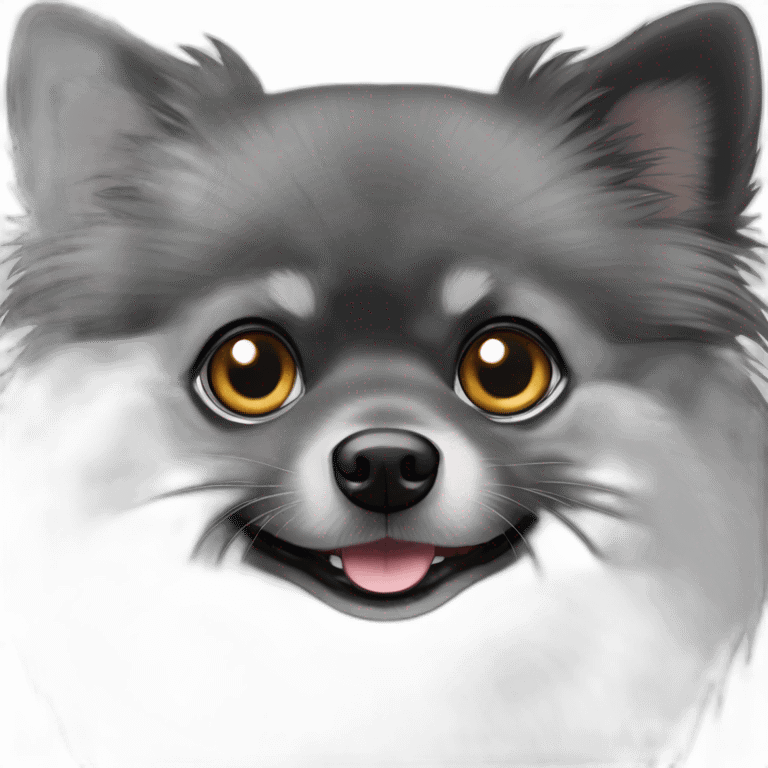 Black and gray Pomeranian with heterochromia emoji