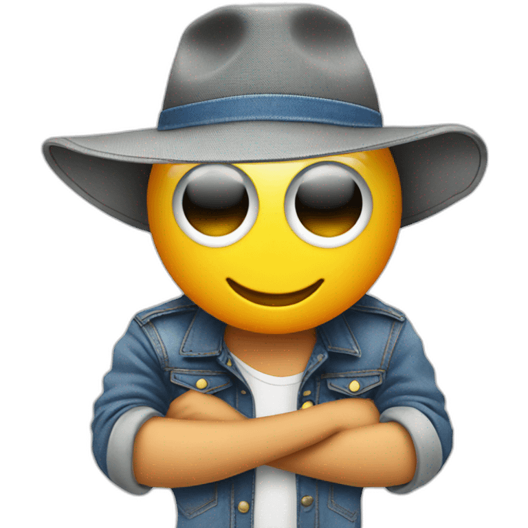 a sun with long rays, eyes, a smile in a denim panama emoji