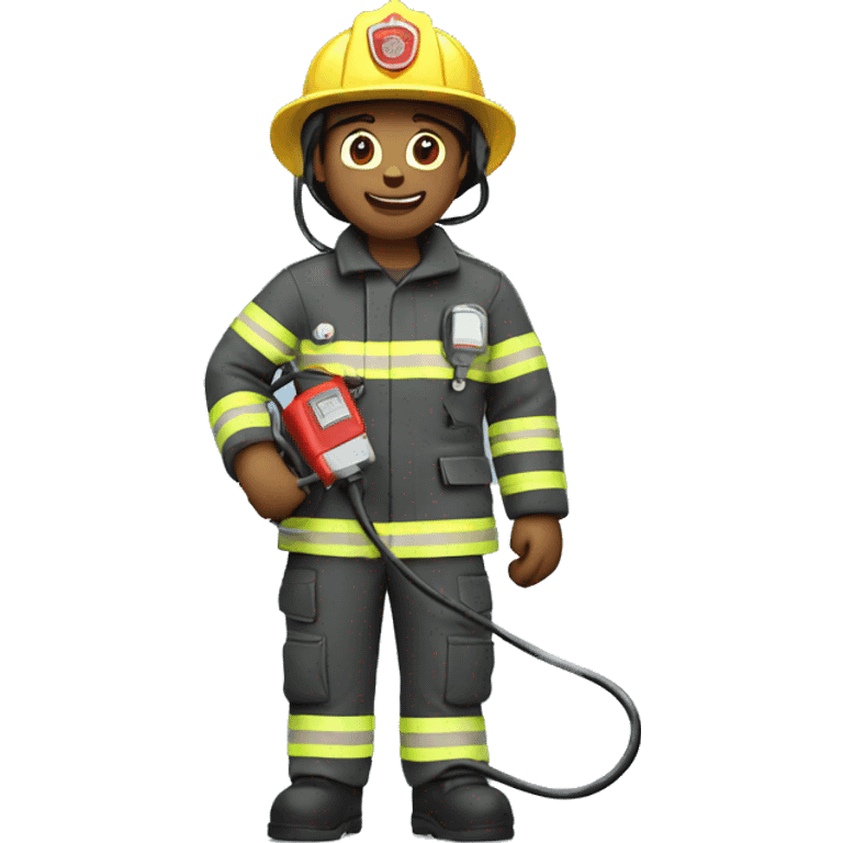 Firefighter holding charging cable  emoji