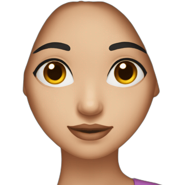 Women with long dark brown hair and long eyelashes dark brown eyes and dark brown eyebrows emoji