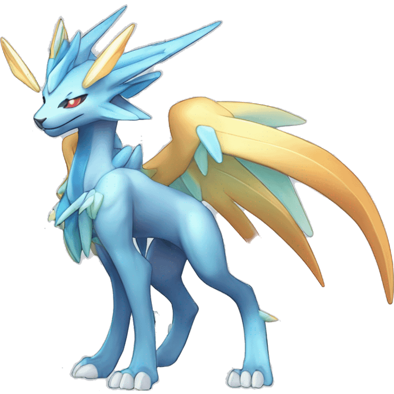  cool edgy shiny colorful godly ethereal Suicune-Dialga-Fakemon full body emoji