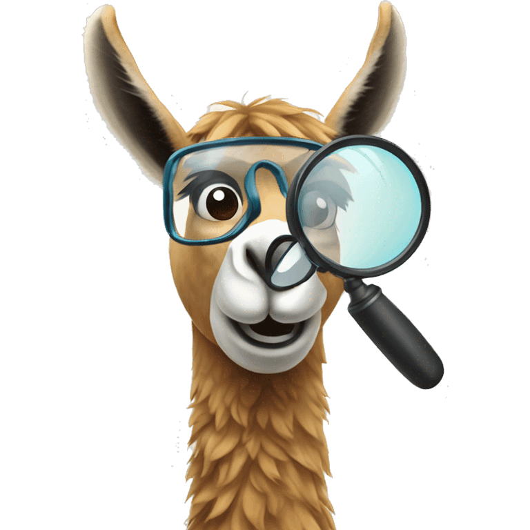 llama with a magnifying glass emoji