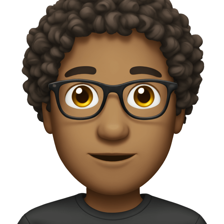 Curly dark brown hair with glasses emoji