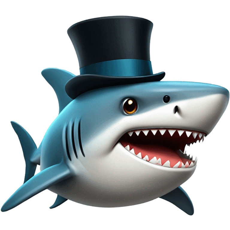 Shark with a top hat emoji