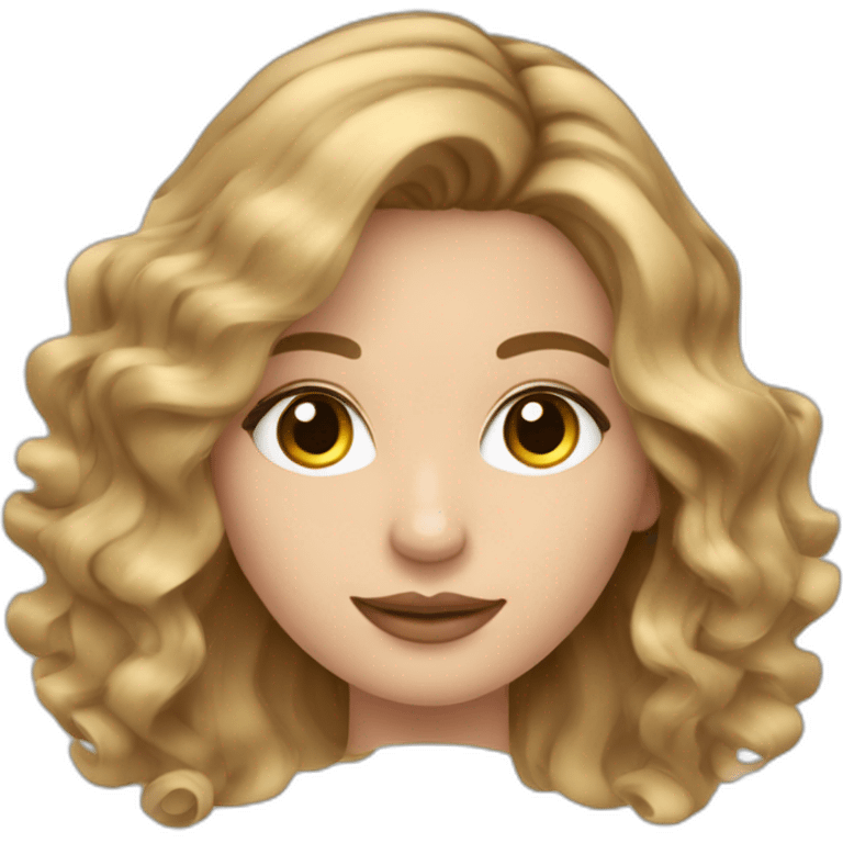 Mujer de cabello rubio tipo balayage creando contenido para redes sociales emoji