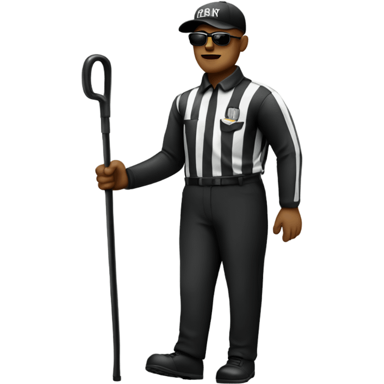 Referee with dark glasses and walking cane emoji