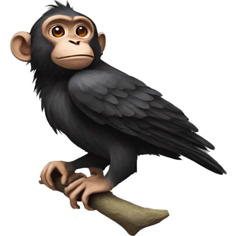 Monkey with crow tattoo emoji