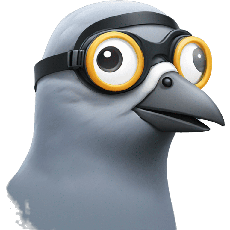 pigeon wearing snorkel and goggles emoji