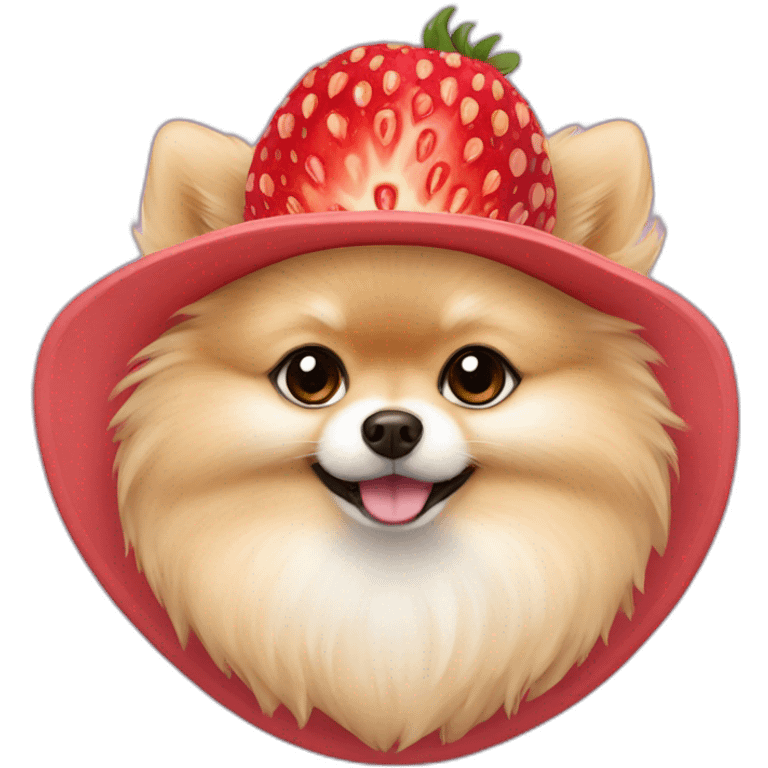 cream pomeranian strawberry hat emoji