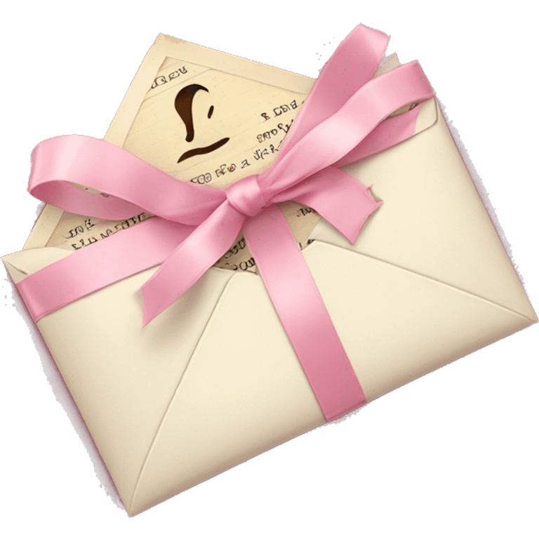 vintage love letters in envelope tied with a baby pink ribbon  emoji