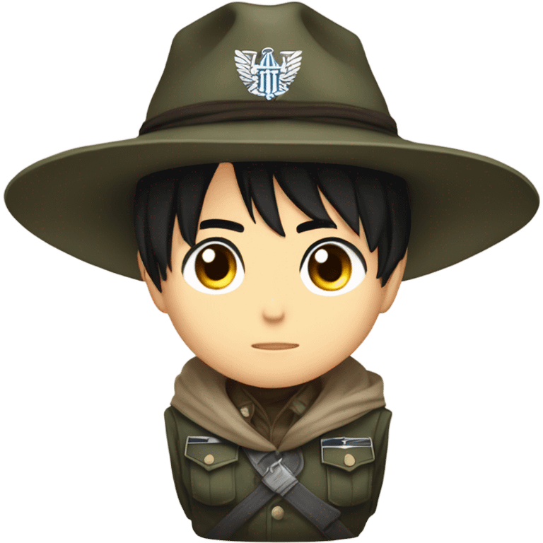 Levi Ackerman from attack on titan riding a hat emoji