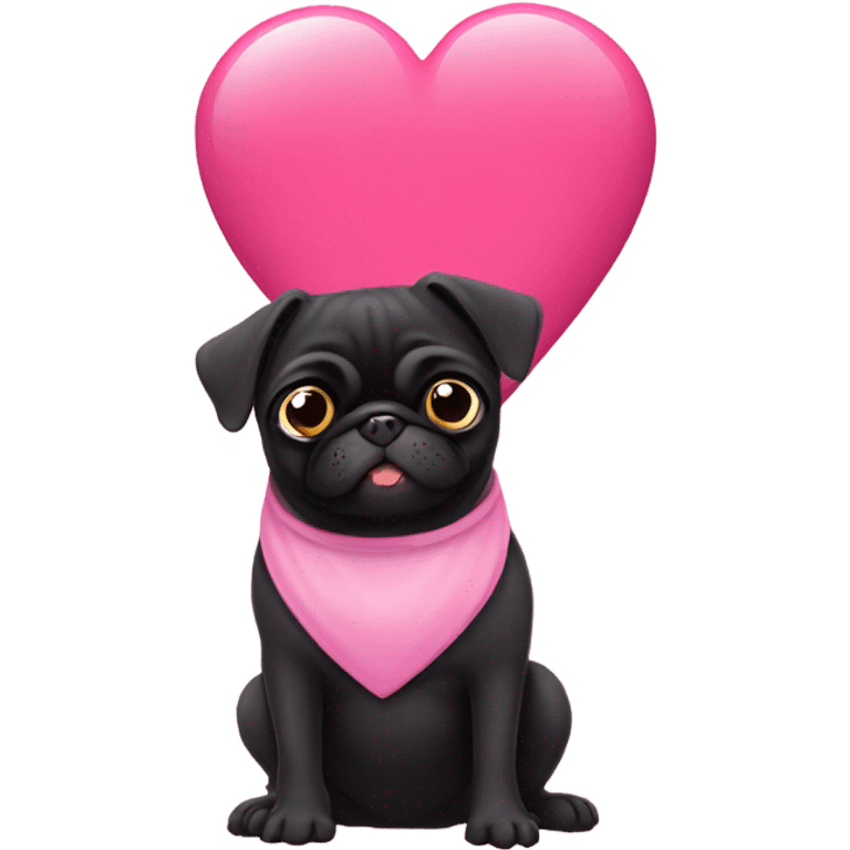 Black pug in a pink heart emoji