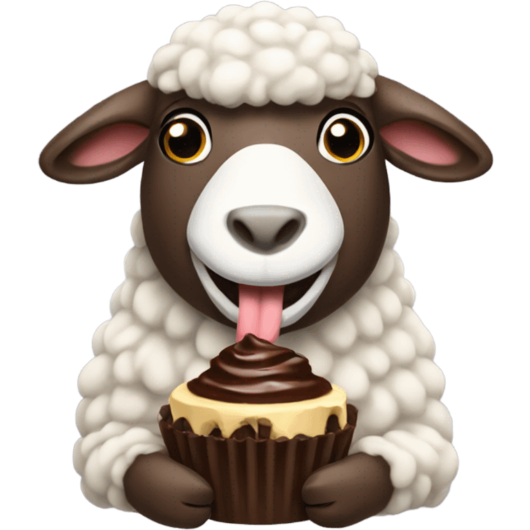 A sheep eat chocolat emoji