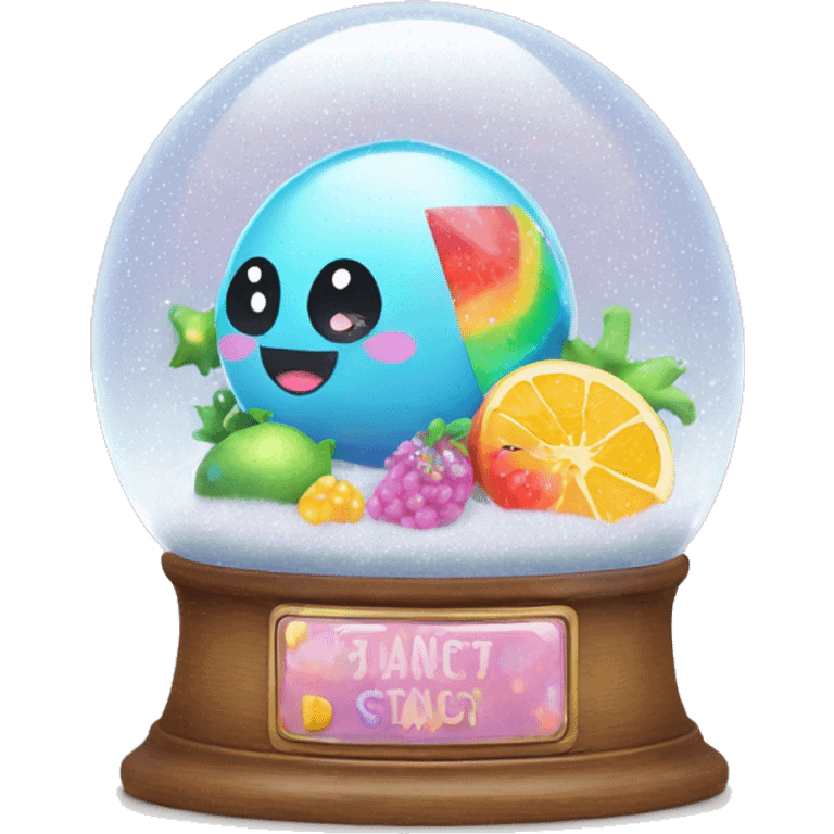 Kawaii rainbow pastel bedazzled fruit in an under the sea snow globe  emoji