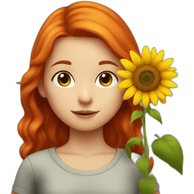 red-haired girl with a sunflower emoji