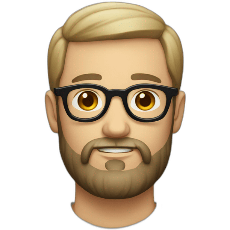 White man with a black beard and round wooden glasses emoji