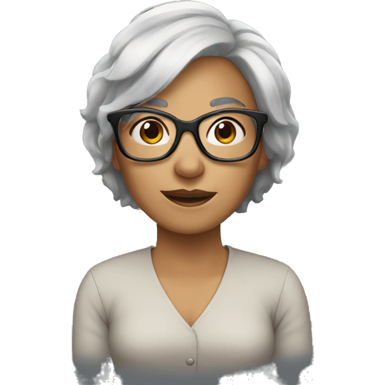 woman gray hair black glasses emoji