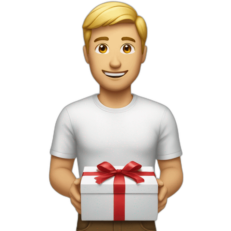 white man opening gift emoji