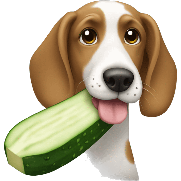 Dog eating cucumber emoji