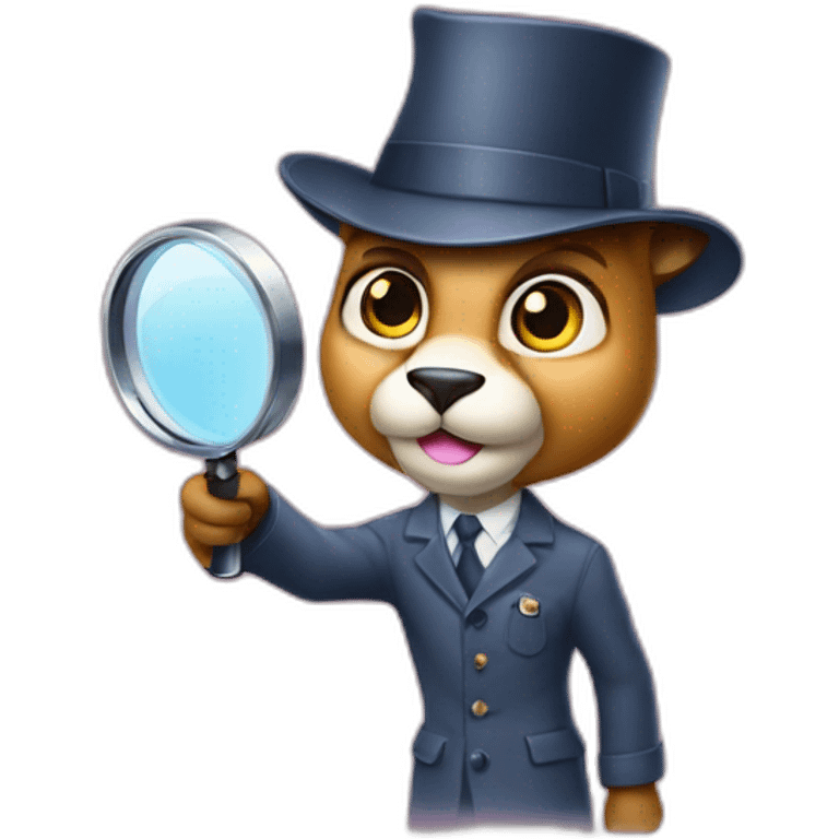 Pink panther holding a detective magnifying glass. emoji