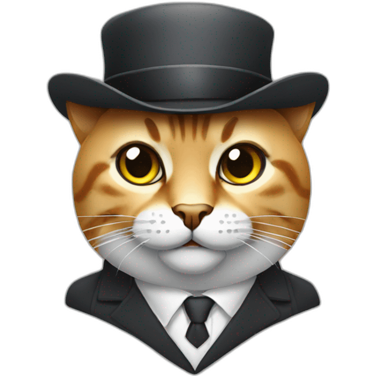 business cat with hat and moustache emoji