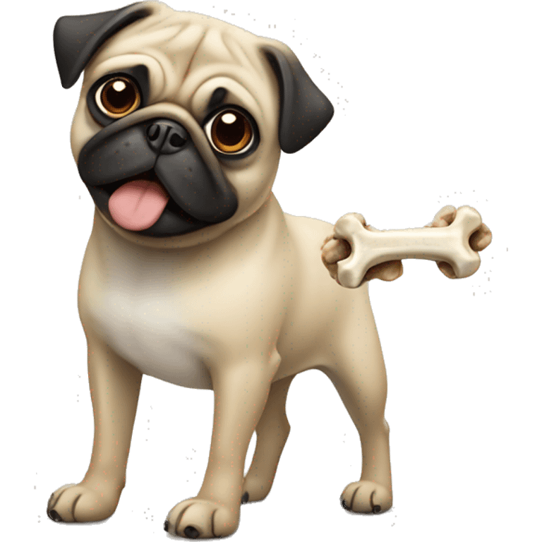 pug with a bone emoji