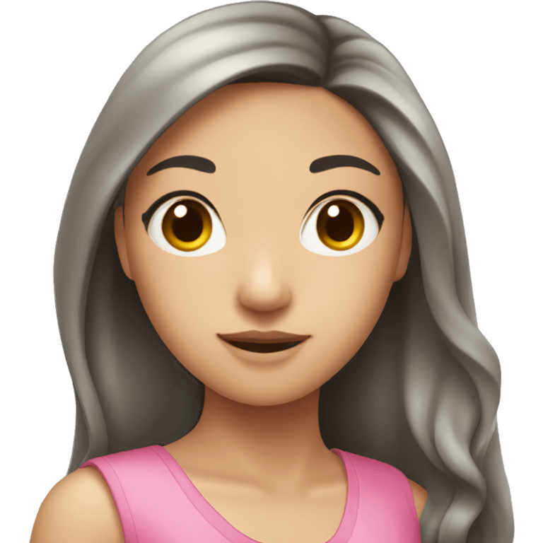 Asian girl with long hair wearing a pink dress emoji