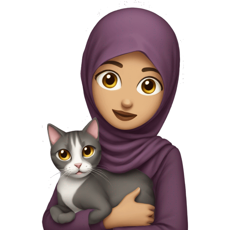 Hijab girl with cat emoji