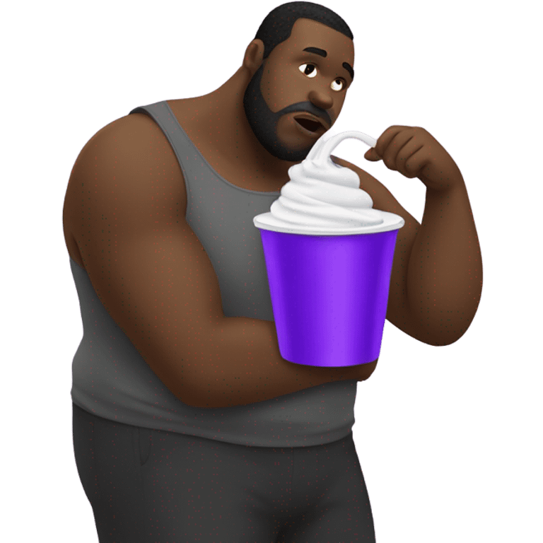 big fat black man sipping on purple drink in white cup emoji