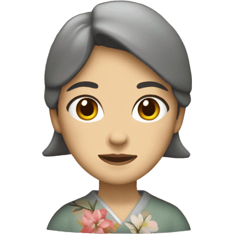 mujer japonesa saludando emoji