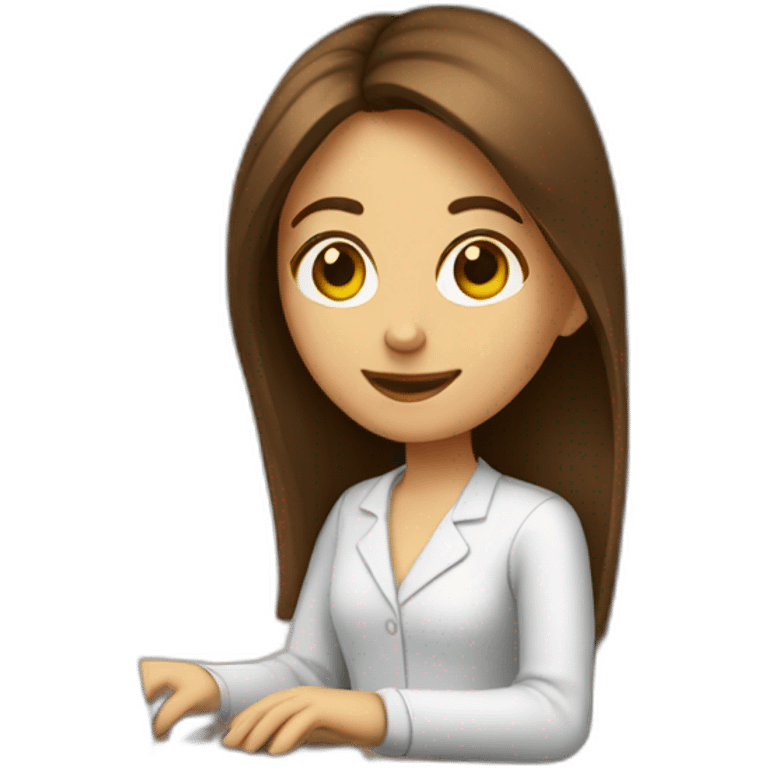 programmer girl with brown hair working on computer emoji