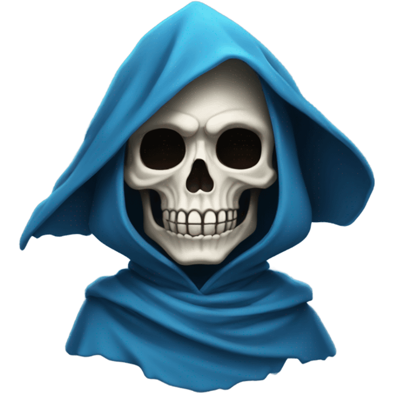 skeleton wearing blue cloak and hood emoji