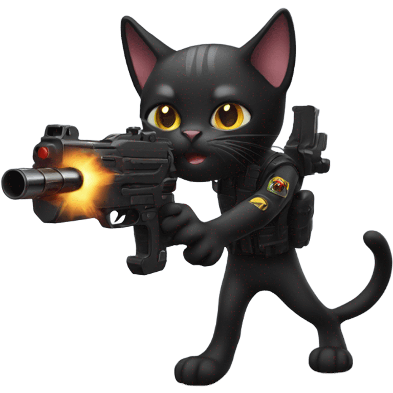 Black cat with a laser gun emoji