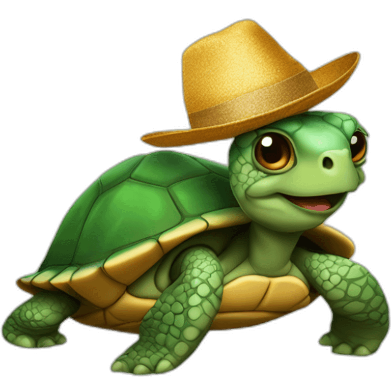 Tortue avec chapeau de fête  emoji